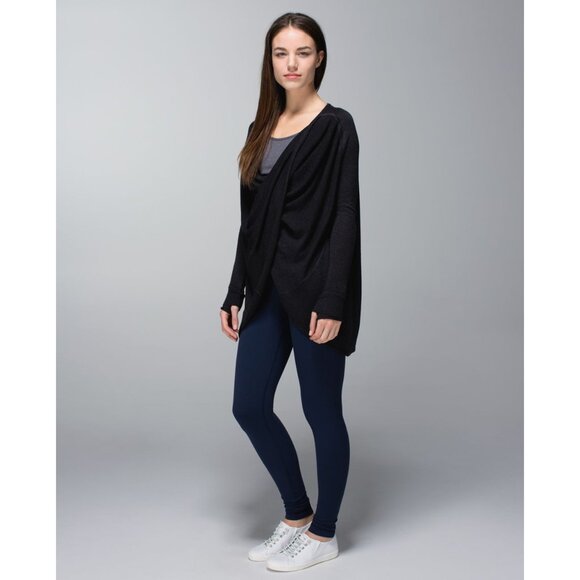 LULULEMON Twist & Wrap Sweater Heathered Black sz L Women's - Picture 3 of 10